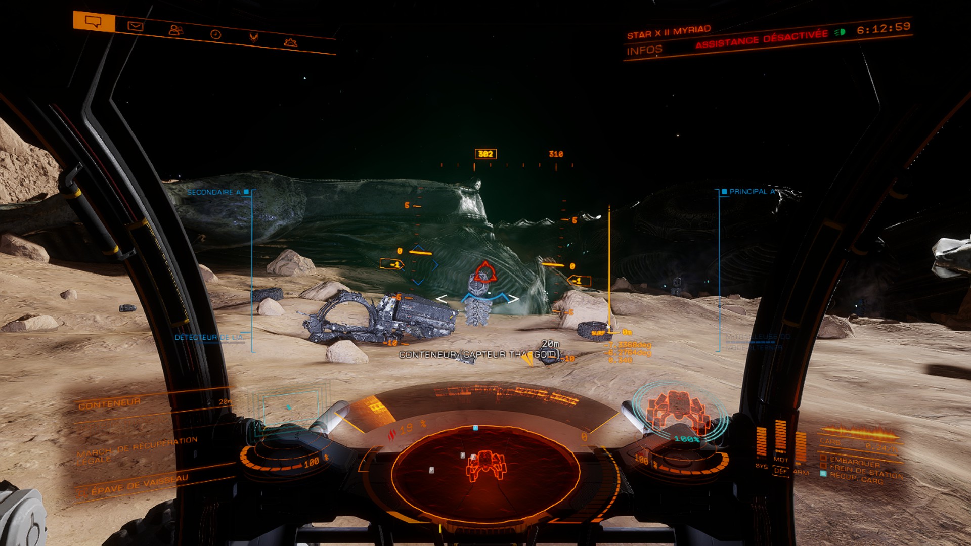 Vue VRS capteur Thargoid